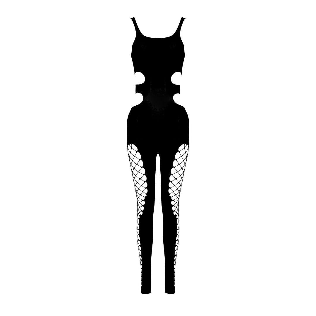 Raschelle sculpting bodysuit in high-tension warp knit, front view