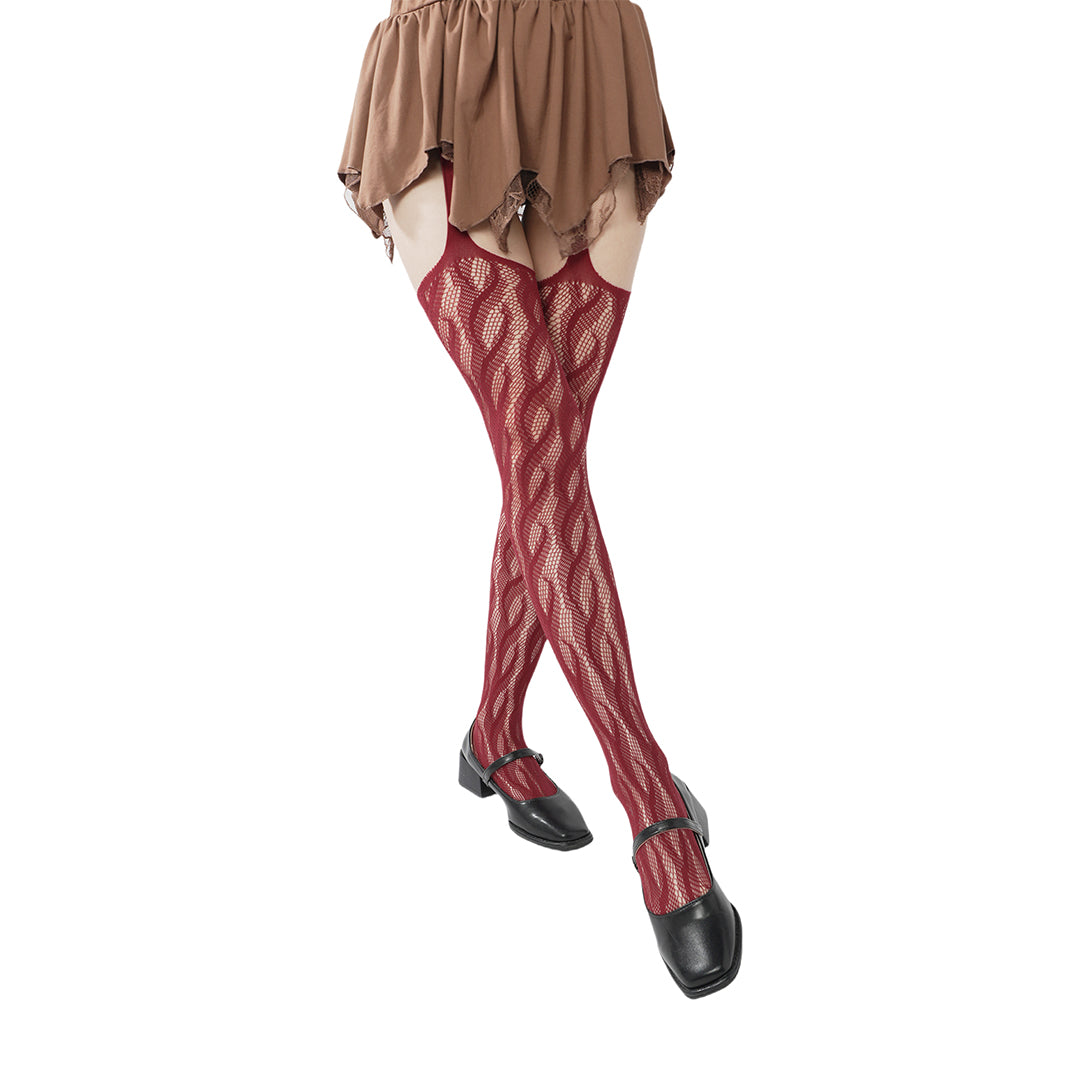 High-end limited edition"Braid Cable" four-sided hollow sexy pure Braid Cable mesh black fishnet stockings