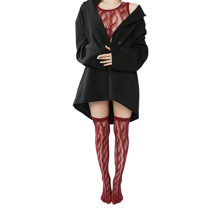 High-end limited edition! "Braid Cable" mesh hollow tights wrapped stockings fishnet stockings fashionable and sexy