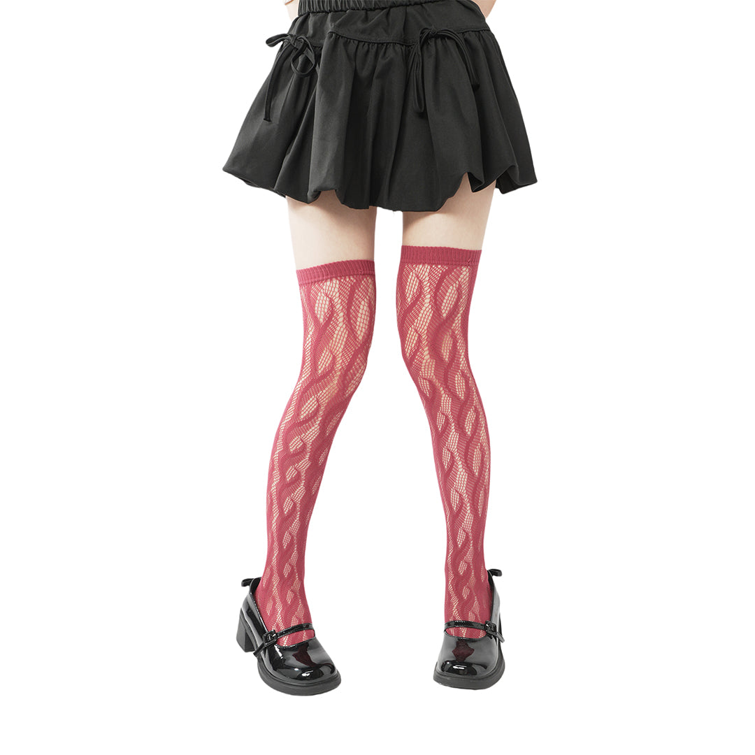 High-end limited edition! "Braid Cable" mesh hollow tights wrapped stockings fishnet stockings fashionable and sexy
