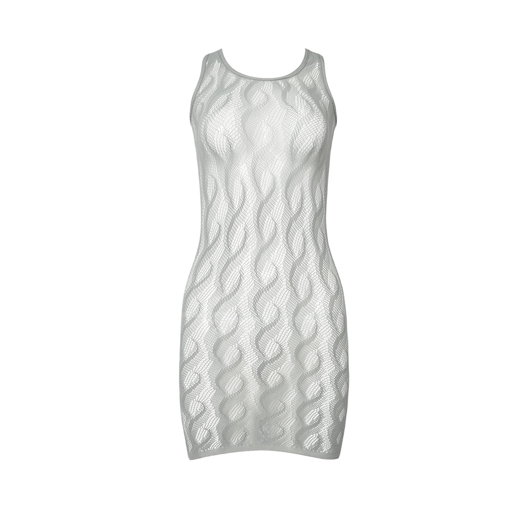 High-end exclusive! "Braid Cable" mesh hollow tight wrap dress fishnet stockings fashionable and sexy