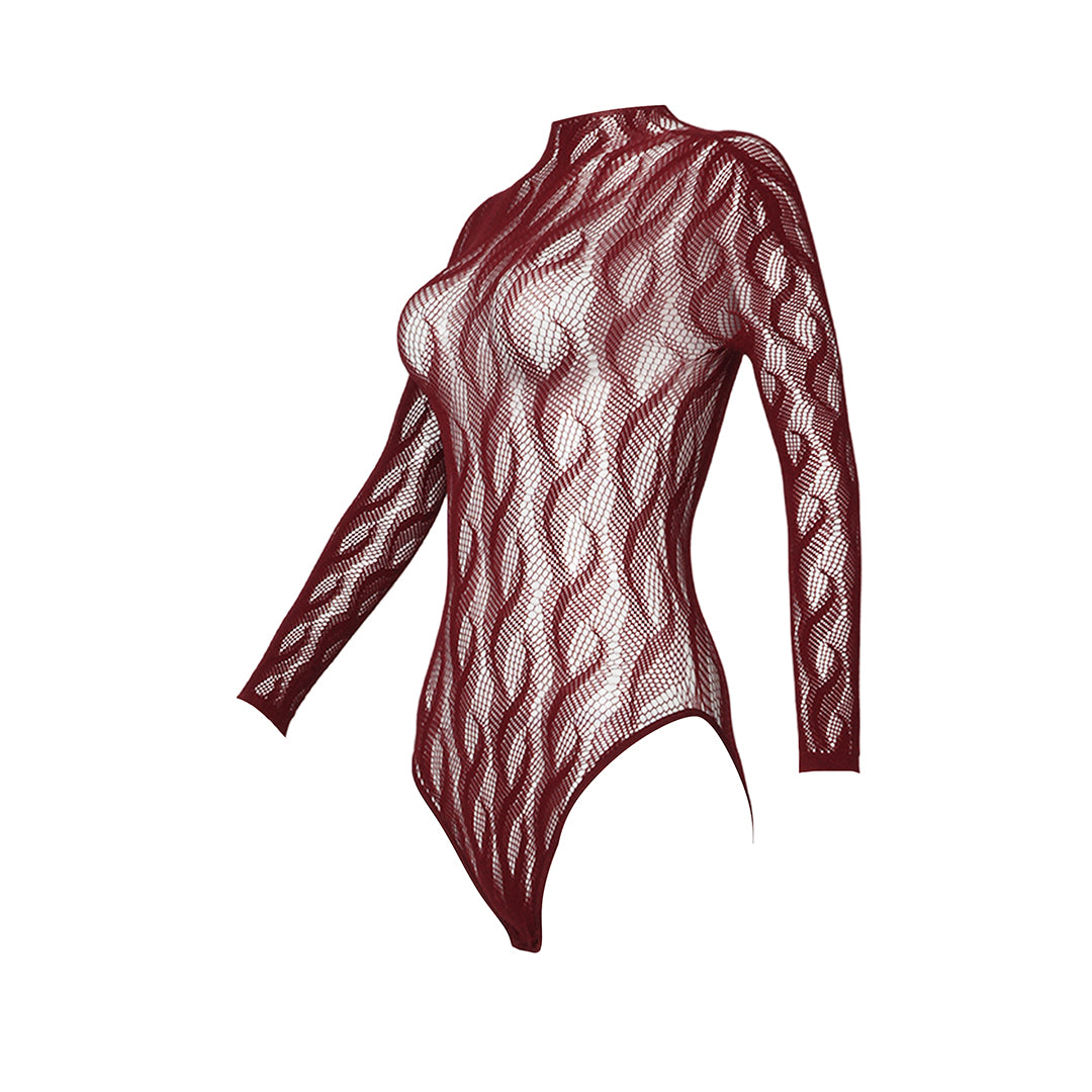High-end exclusive! "Braid Cable" mesh hollow tights wrapped bodysuit fishnet stockings fashionable and sexy