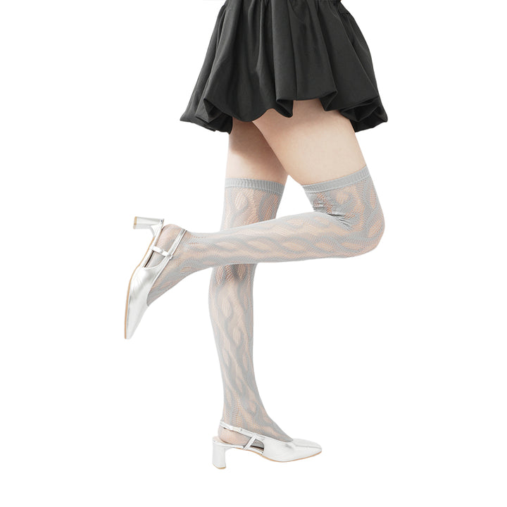 High-end limited edition! "Braid Cable" mesh hollow tights wrapped stockings fishnet stockings fashionable and sexy