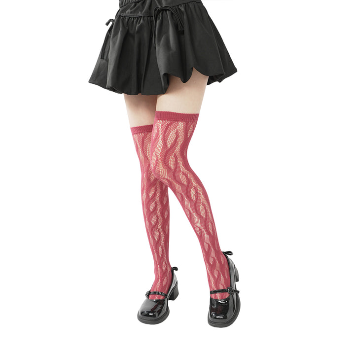 High-end limited edition! "Braid Cable" mesh hollow tights wrapped stockings fishnet stockings fashionable and sexy