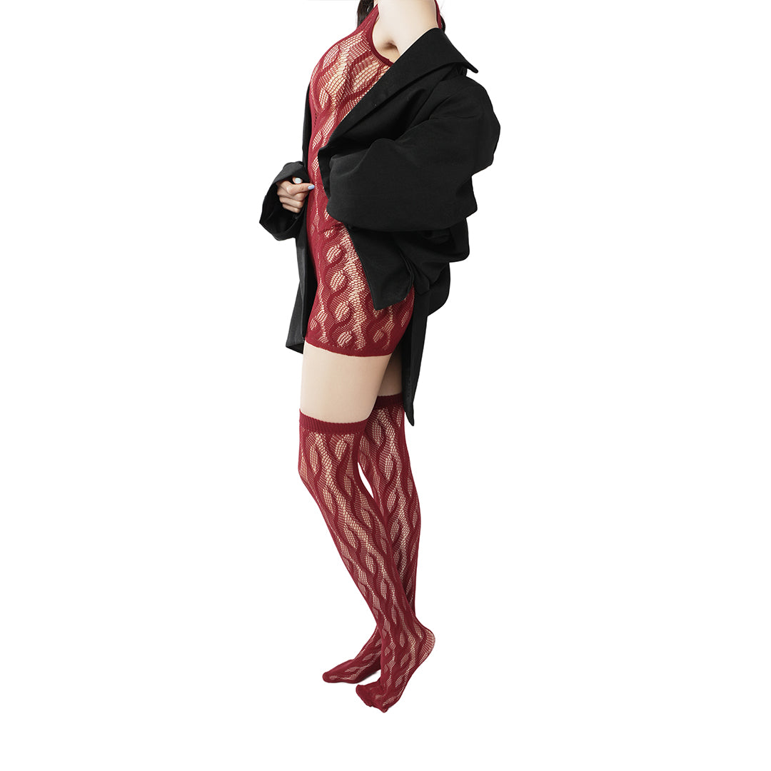 High-end limited edition! "Braid Cable" mesh hollow tights wrapped stockings fishnet stockings fashionable and sexy