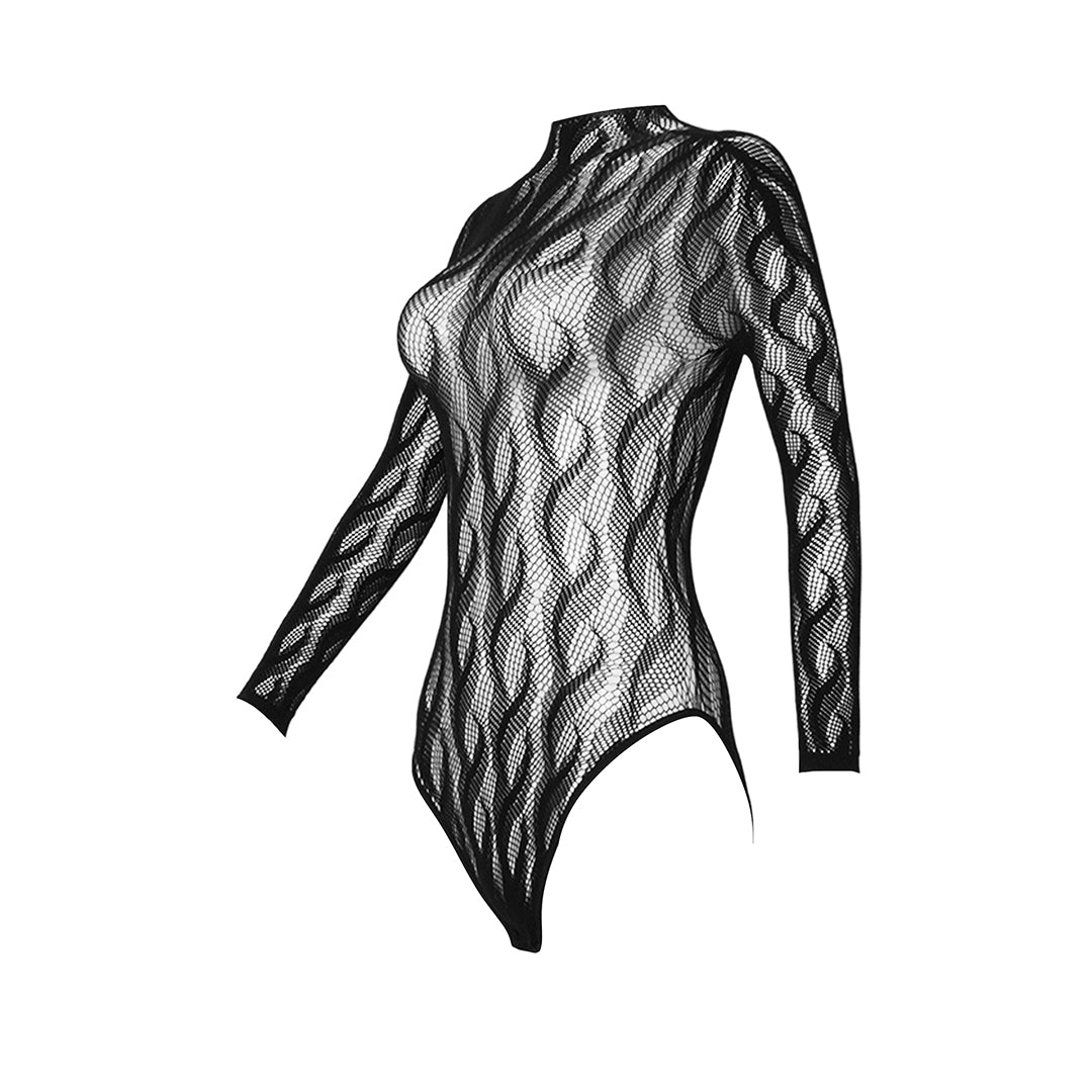 High-end exclusive! "Braid Cable" mesh hollow tights wrapped bodysuit fishnet stockings fashionable and sexy