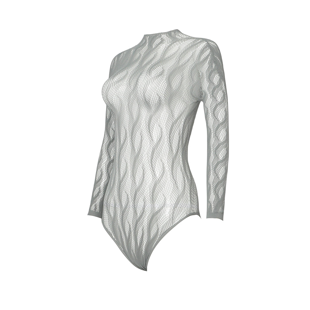 High-end exclusive! "Braid Cable" mesh hollow tights wrapped bodysuit fishnet stockings fashionable and sexy
