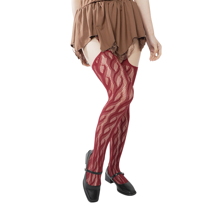 High-end limited edition"Braid Cable" four-sided hollow sexy pure Braid Cable mesh black fishnet stockings