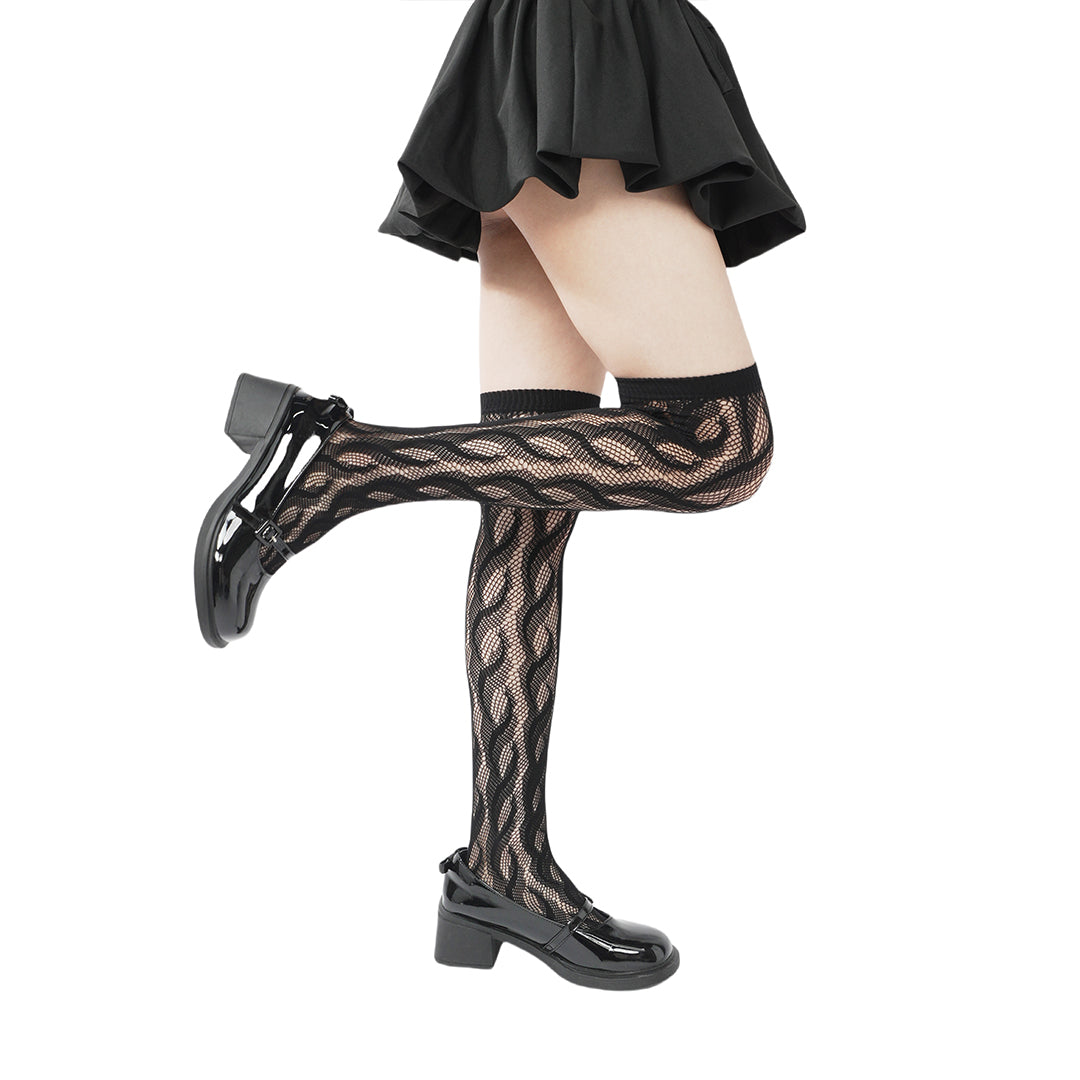 High-end limited edition! "Braid Cable" mesh hollow tights wrapped stockings fishnet stockings fashionable and sexy
