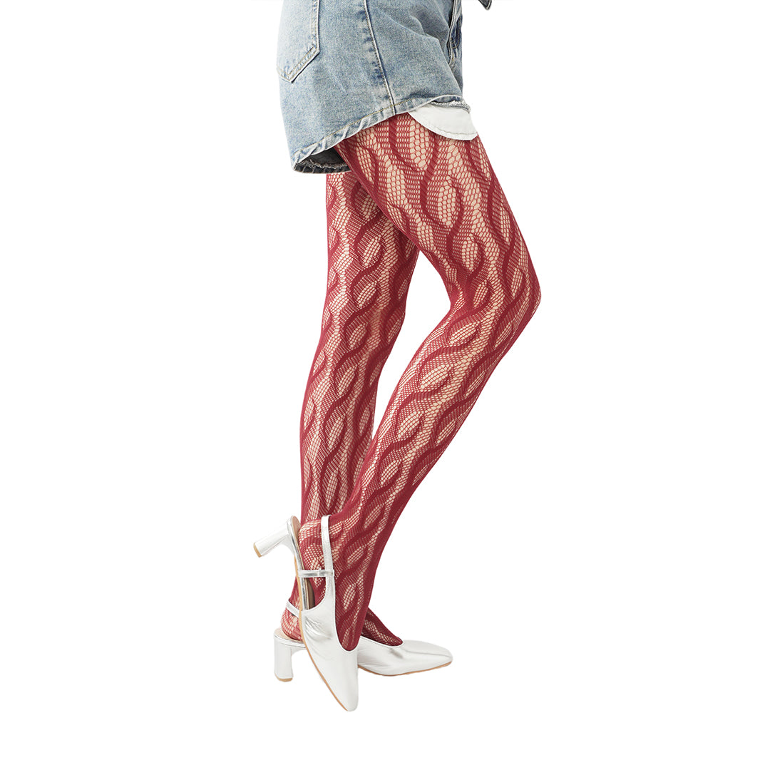 High-end limited edition! "Braid Cable" mesh hollow tights wrapped pantyhose fishnet stockings fashionable and sexy