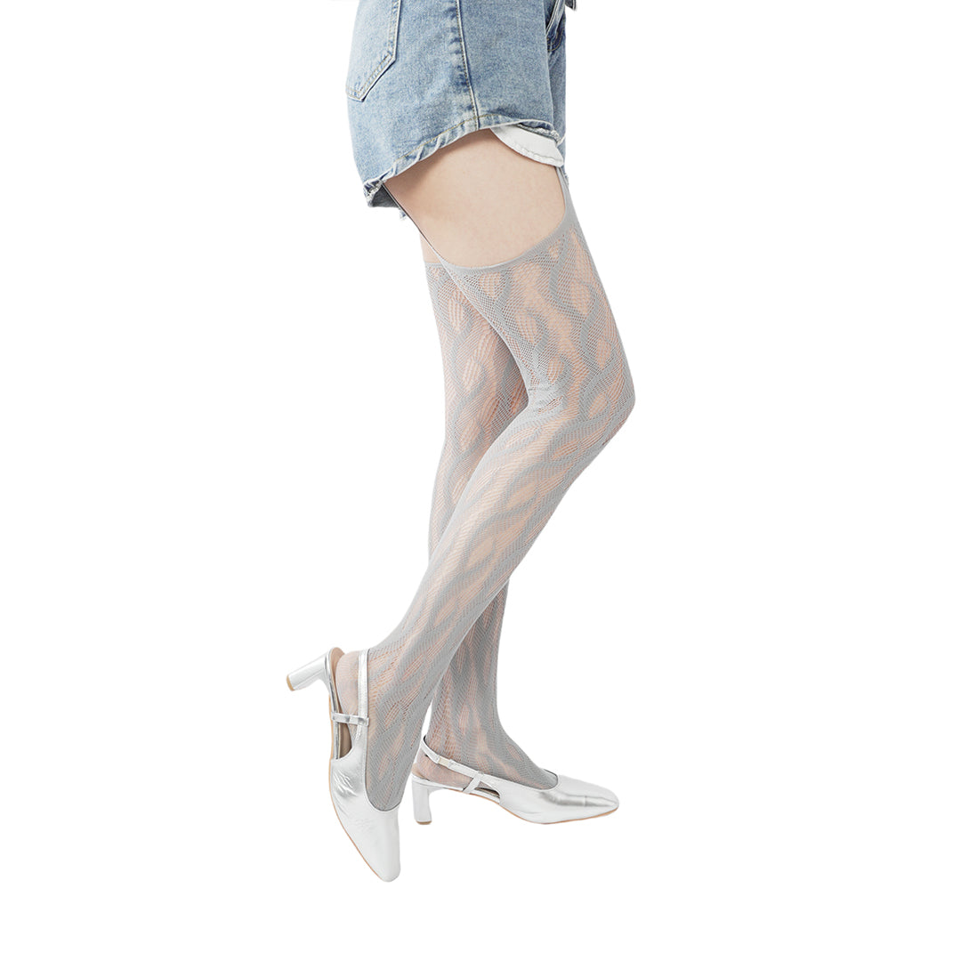 High-end limited edition"Braid Cable" four-sided hollow sexy pure Braid Cable mesh black fishnet stockings
