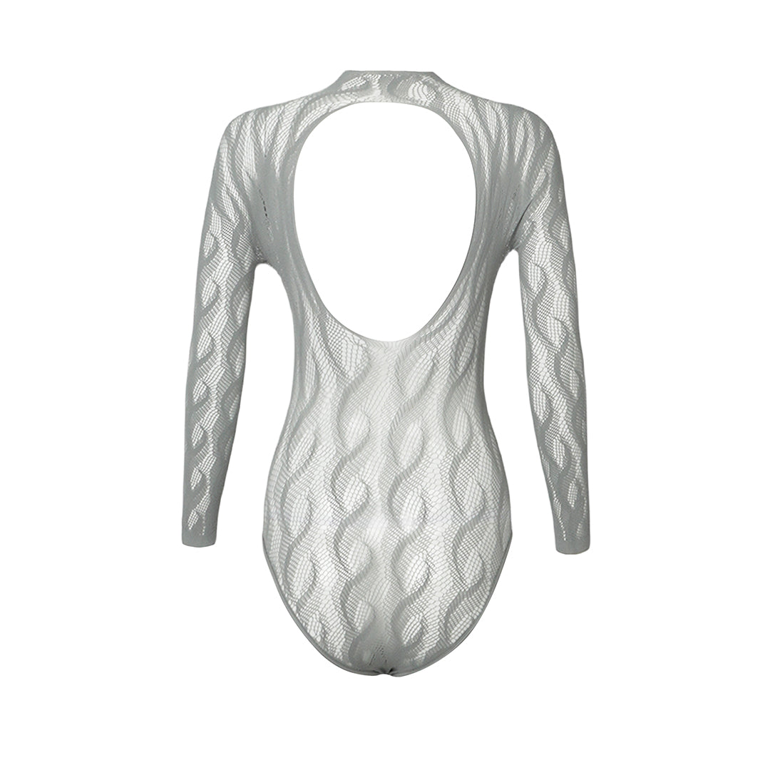 High-end exclusive! "Braid Cable" mesh hollow tights wrapped bodysuit fishnet stockings fashionable and sexy