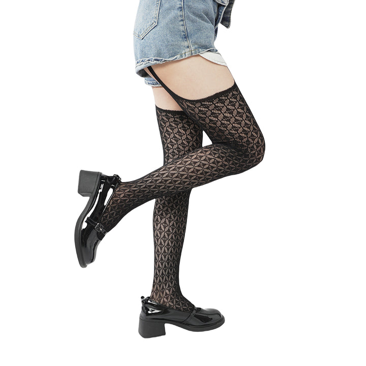 Sensual explosion! "Shine" diamond namesake texture tight elastic garter stockings mesh sexy package
