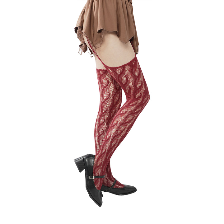 High-end limited edition"Braid Cable" four-sided hollow sexy pure Braid Cable mesh black fishnet stockings