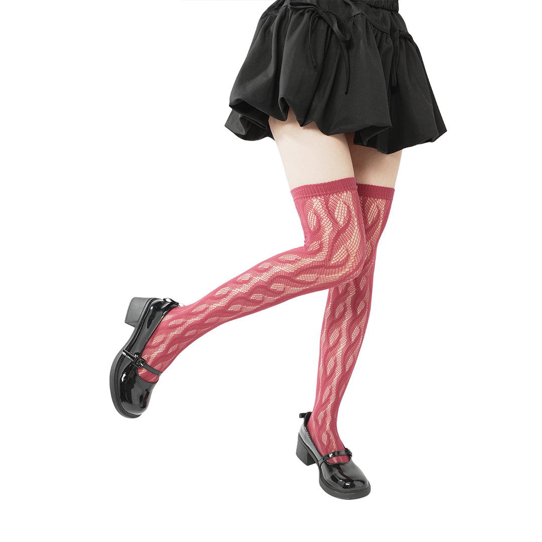 High-end limited edition! "Braid Cable" mesh hollow tights wrapped stockings fishnet stockings fashionable and sexy