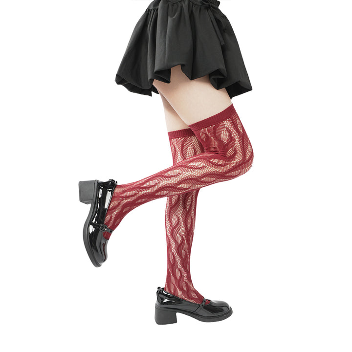 High-end limited edition! "Braid Cable" mesh hollow tights wrapped stockings fishnet stockings fashionable and sexy