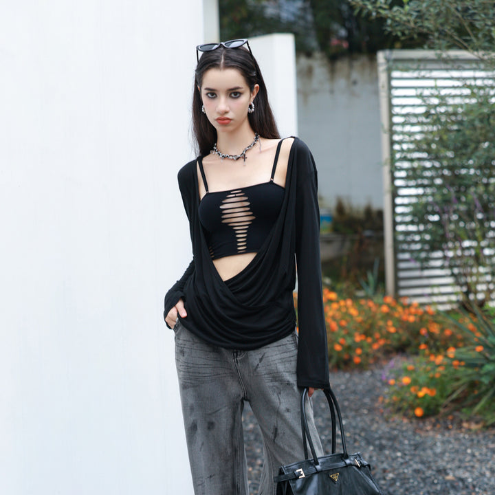 Raschelle Inversion No. 3 Distressed Tank Top, front view