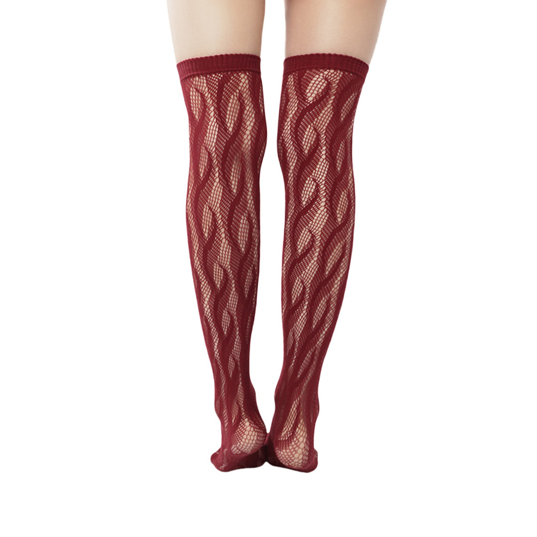 High-end limited edition! "Braid Cable" mesh hollow tights wrapped stockings fishnet stockings fashionable and sexy