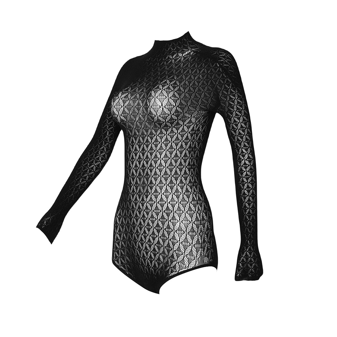 Diamond Mesh Bodysuit - Shine Texture Sexy Tights