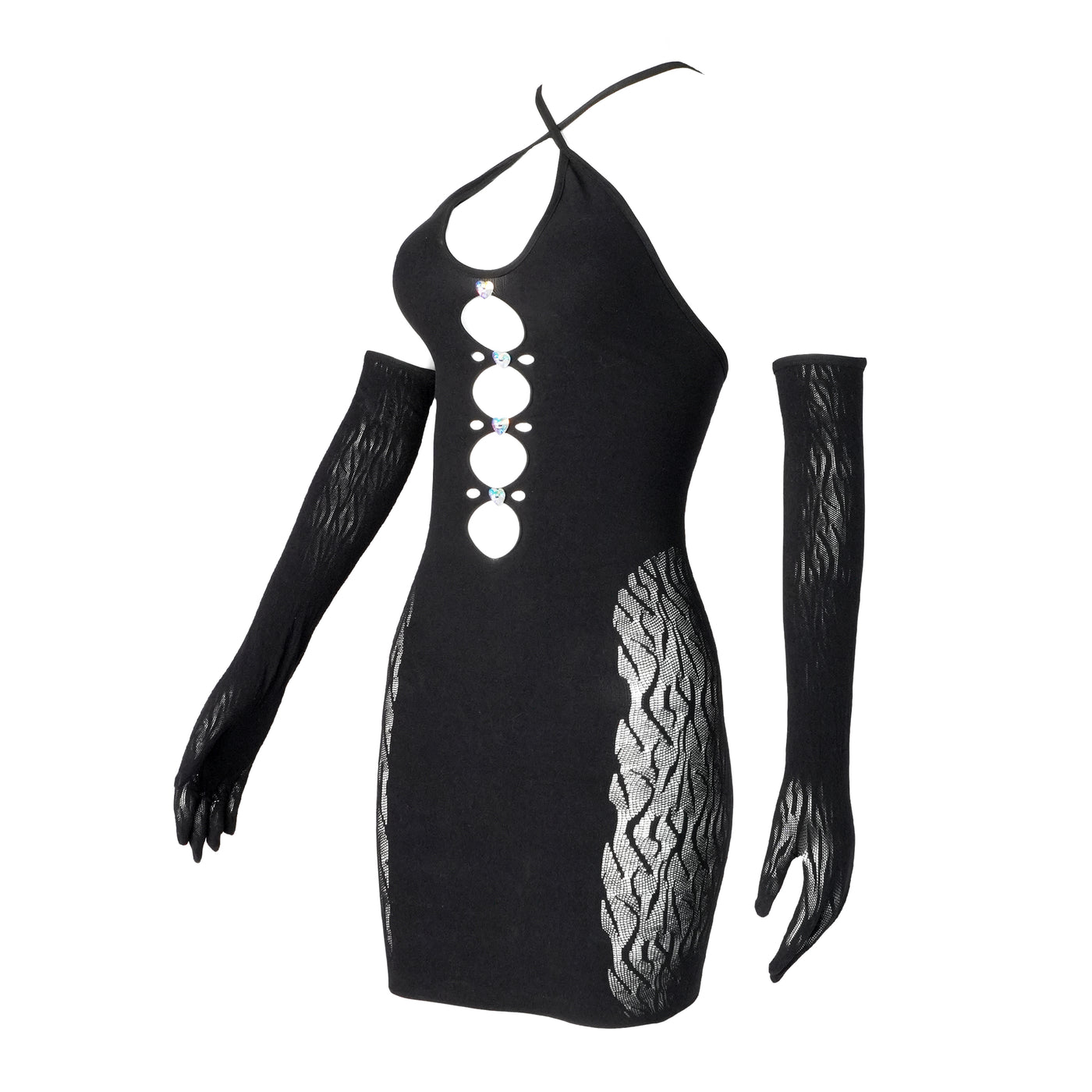 Black No. 3 Suspender Dress and Gloves Set