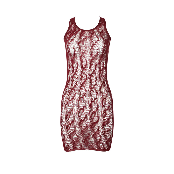 Raschelle Braid Cable Mesh Bodycon Dress in red, front view