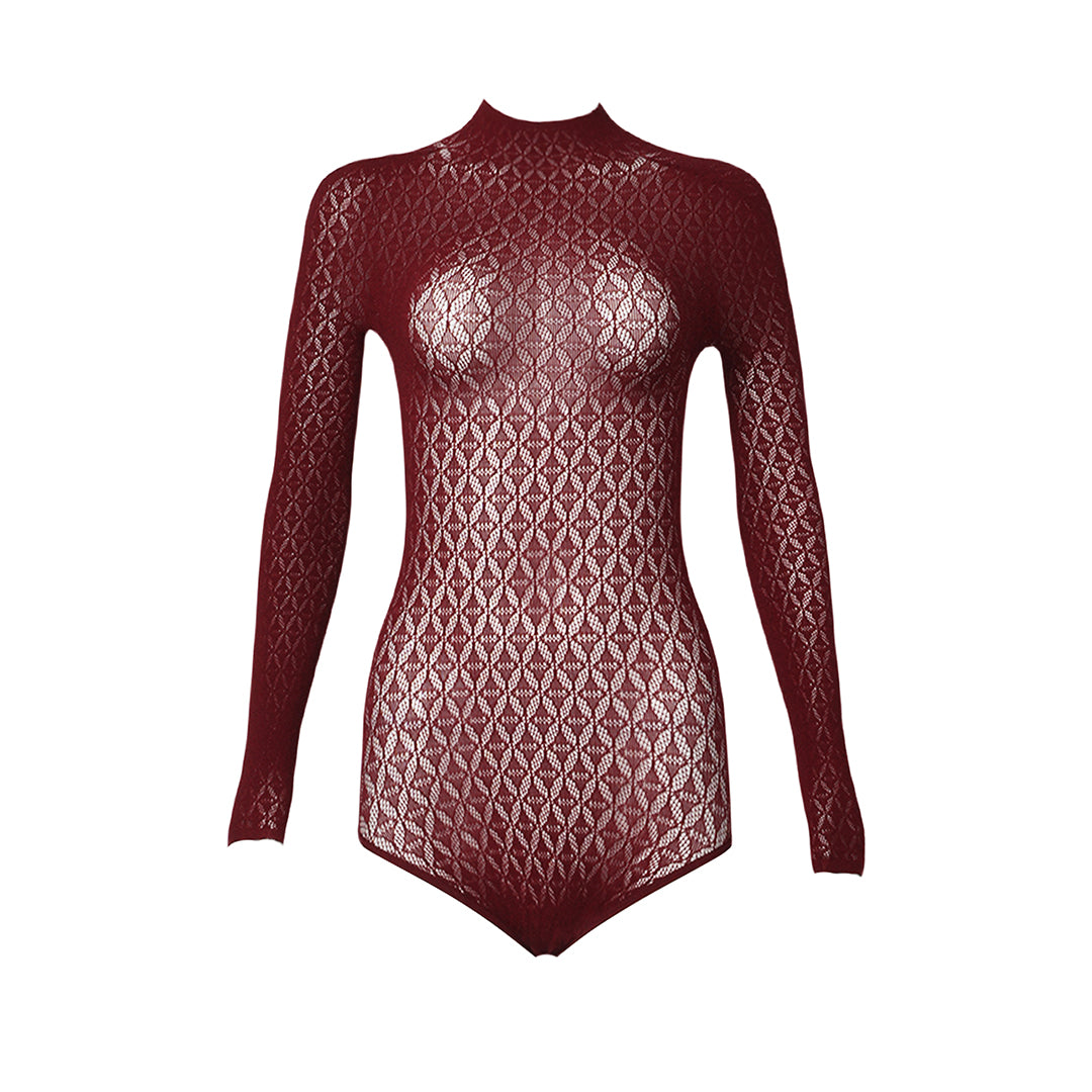 Diamond Mesh Bodysuit - Shine Texture Sexy Tights