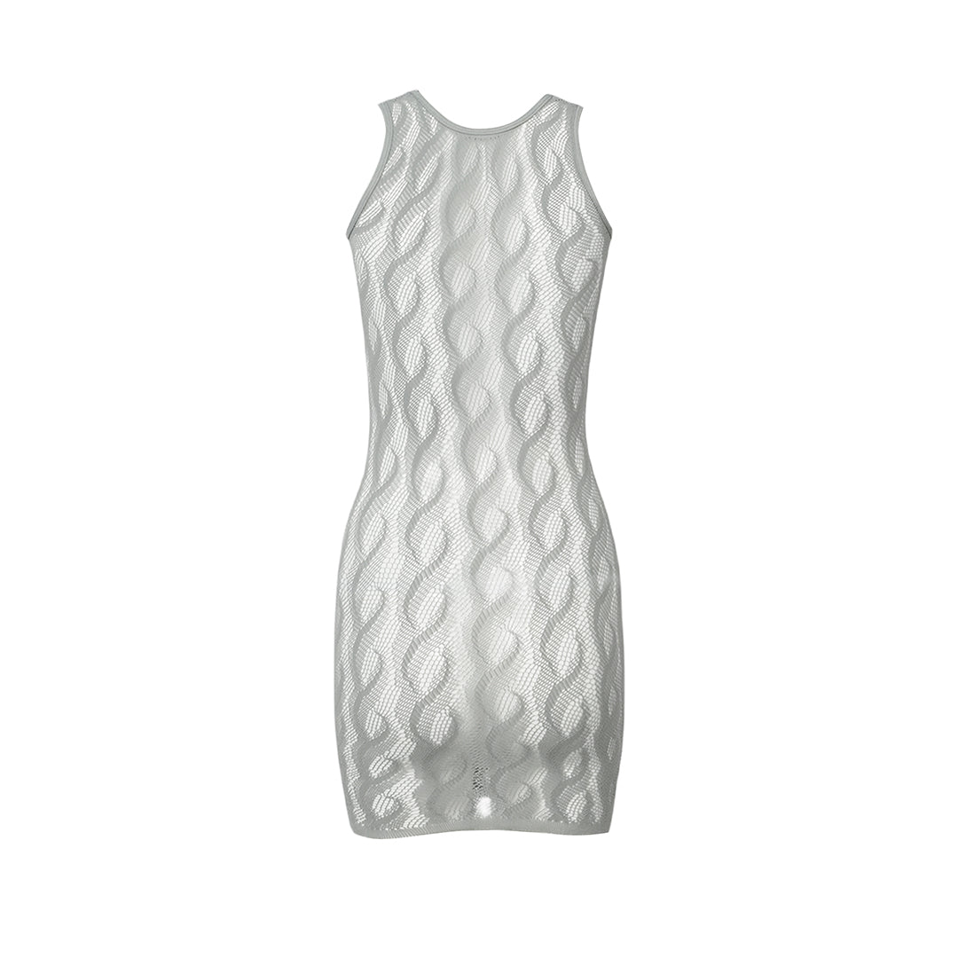 Raschelle Braid Cable Mesh Bodycon Dress, back view