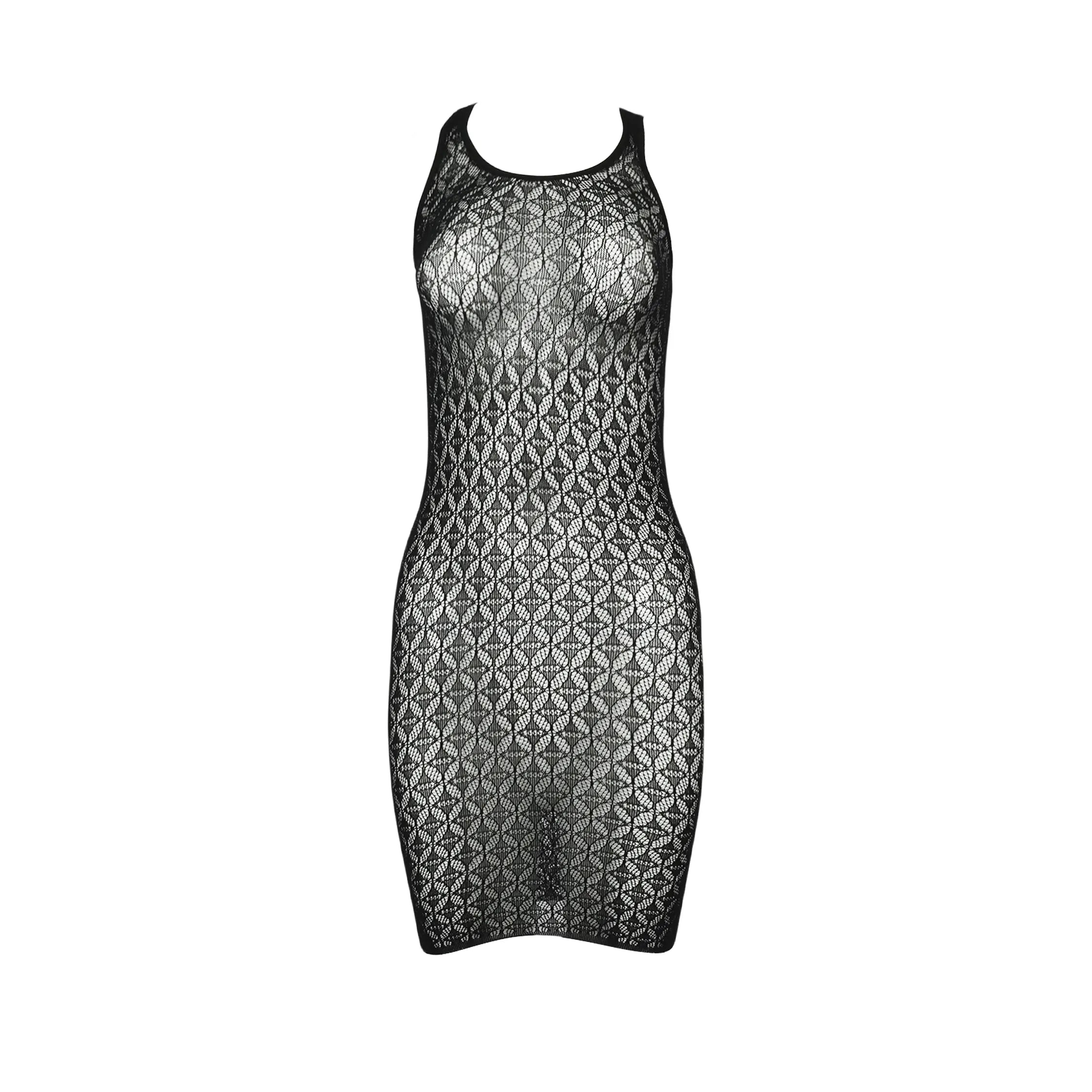 Diamond Mesh Bodycon Dress white-background product view